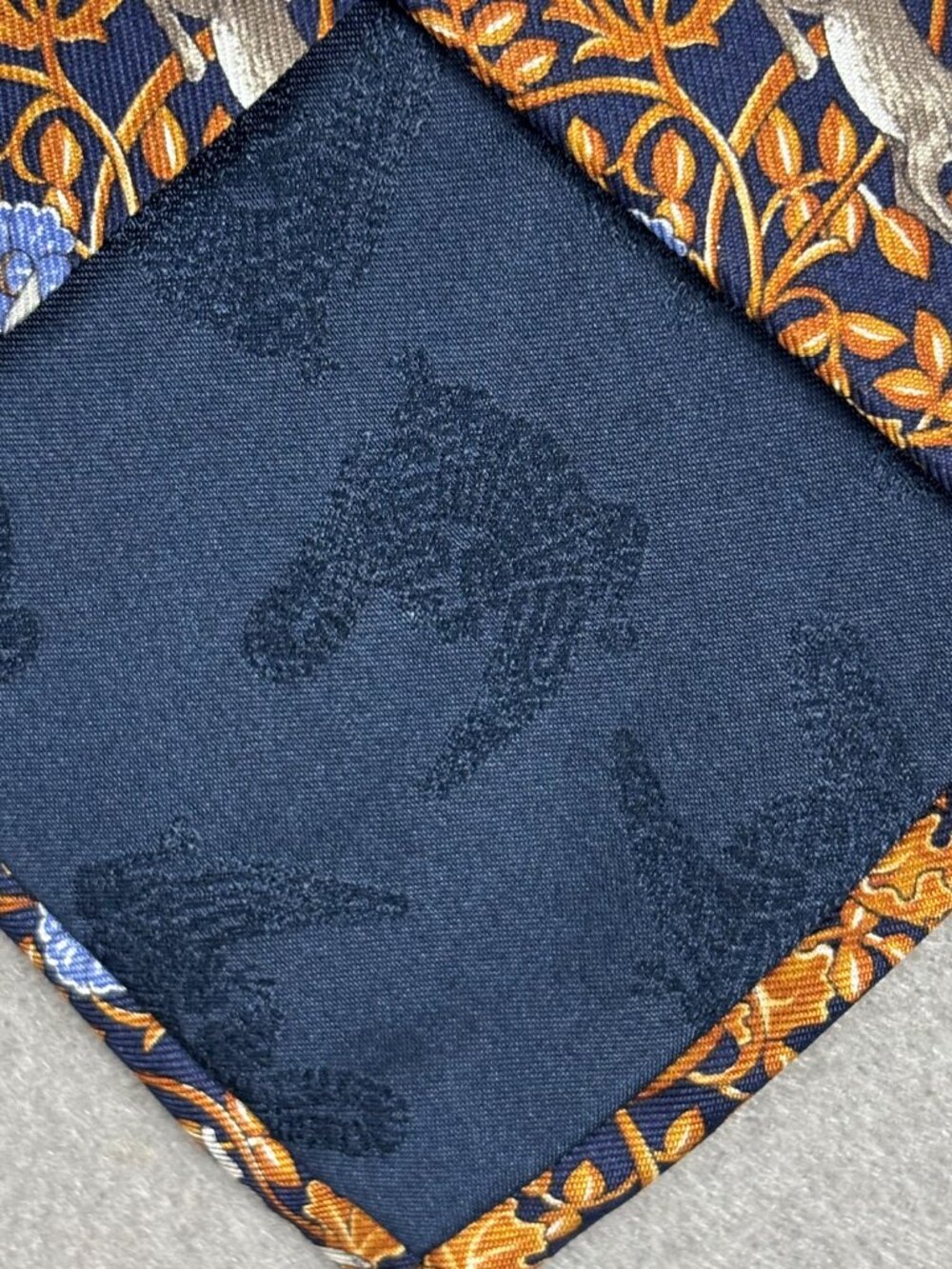 Kieselstein-Cord Fox Rabbit Woodland Silk Tie Made Italy Navy 3.5" Luxury - Picture 3 of 10